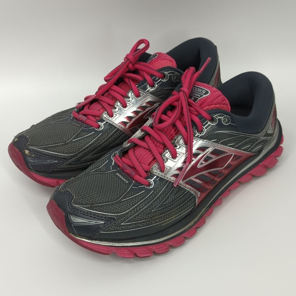 Brooks Women's Glycerin 14 Black, Pink, and Silver Running Shoes 8.5 Medium